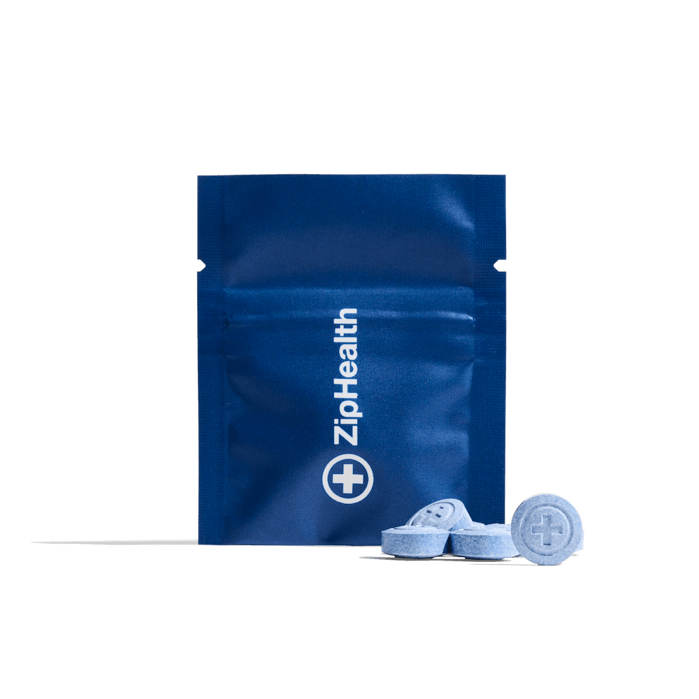 ZipHealth product experience shown on a clean blue healthcare backdrop.